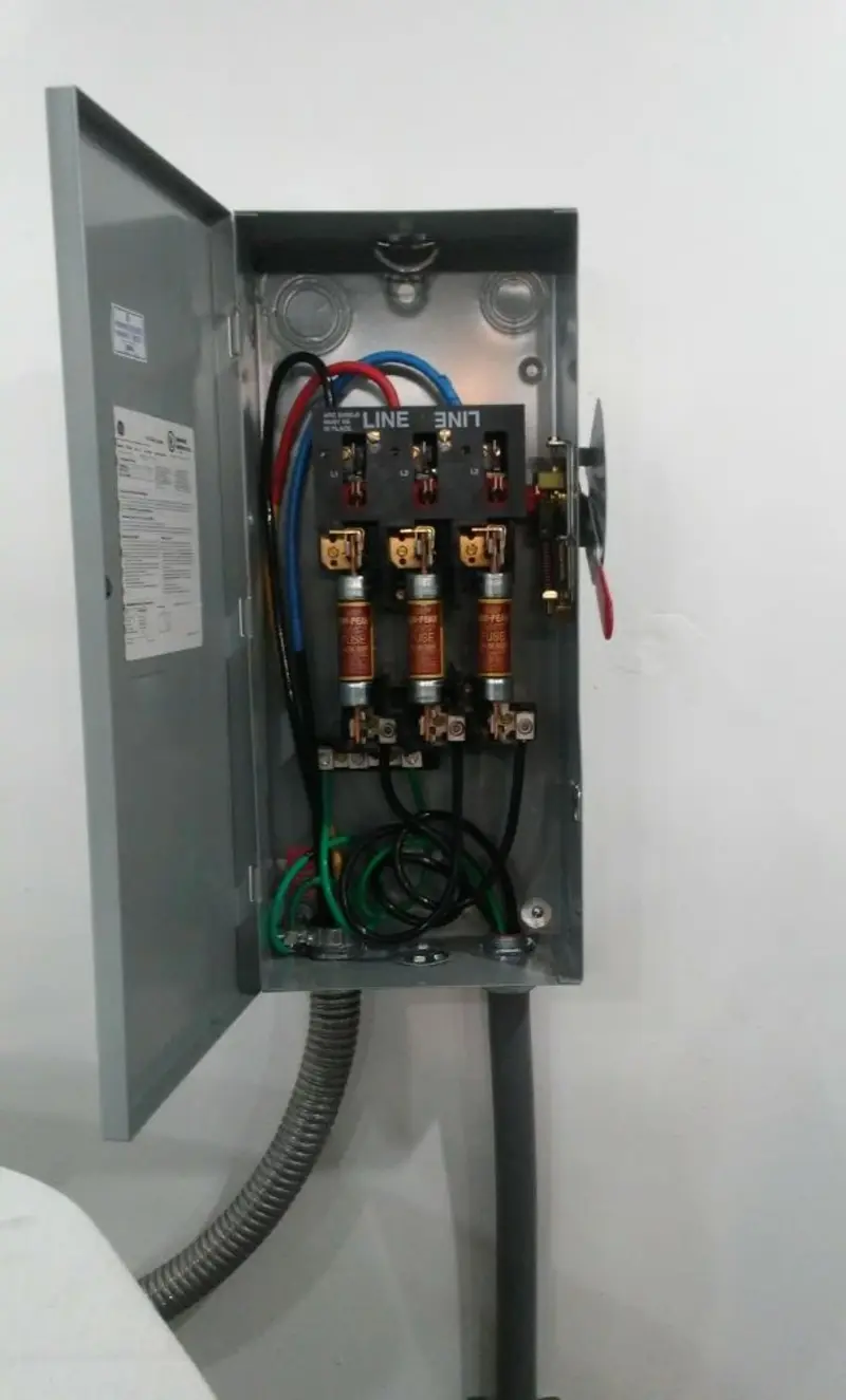 Three-phase disconnect switch installed for Smoke Detector Installation in Stillwater